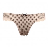 Brazilian Thong - Beige/Black Dots