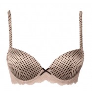 Push-Up Bra - Beige/Black Dots